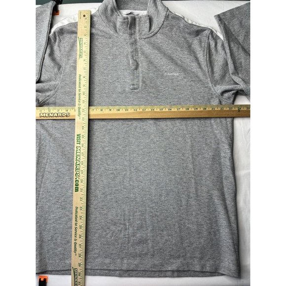 Calvin Klein Mens 1/4 Zip Pullover, Covered Zipper, Gray White Henley Long XL - Picture 7 of 12